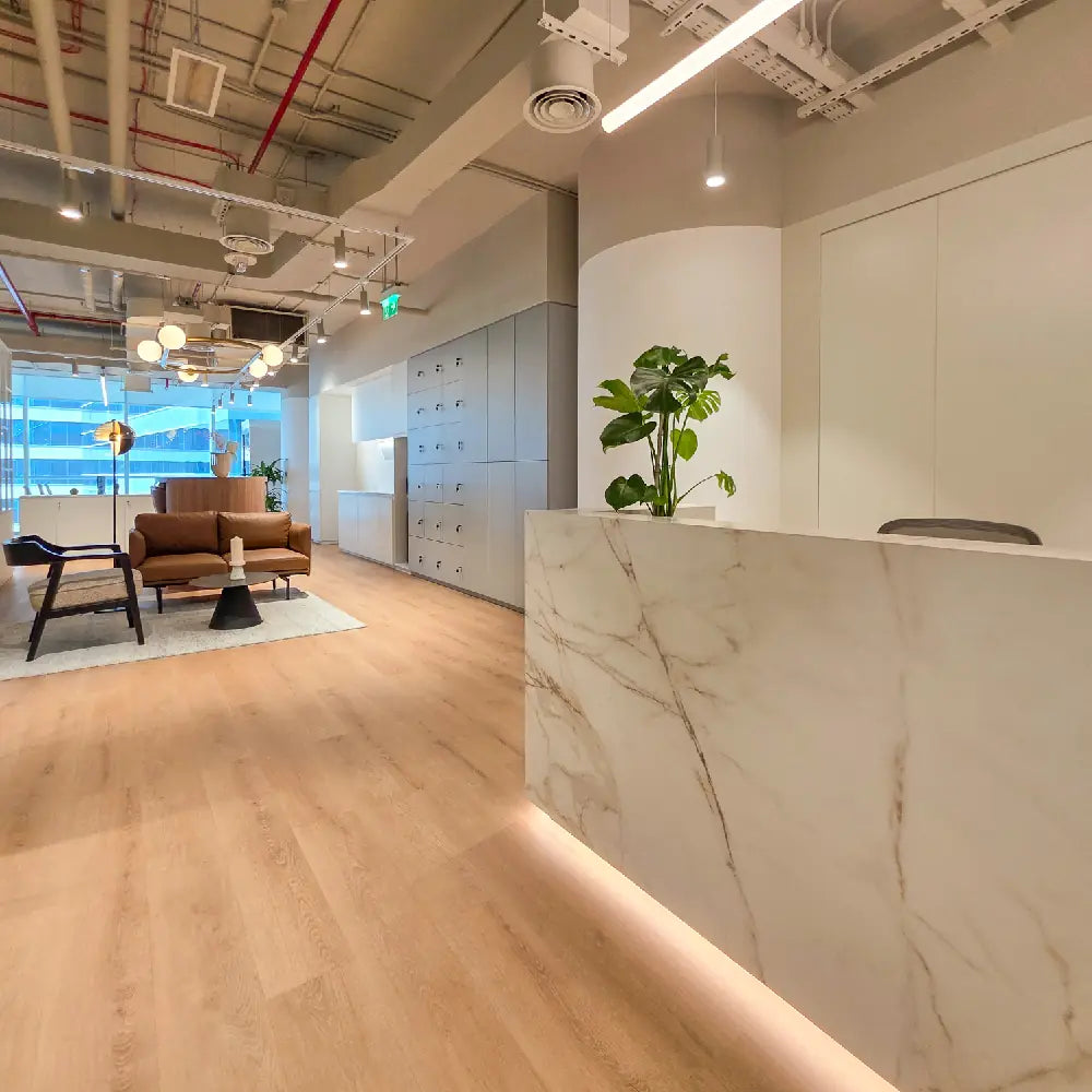 Branded entry view of the Burj Al Salam office