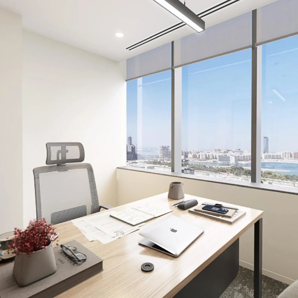 MD corner office with sea view and desk setup at SPACE1, Al Salam Tower