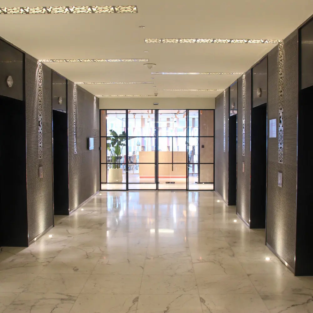Lift lobby entry to Office 6 in Emaar Square Building 3